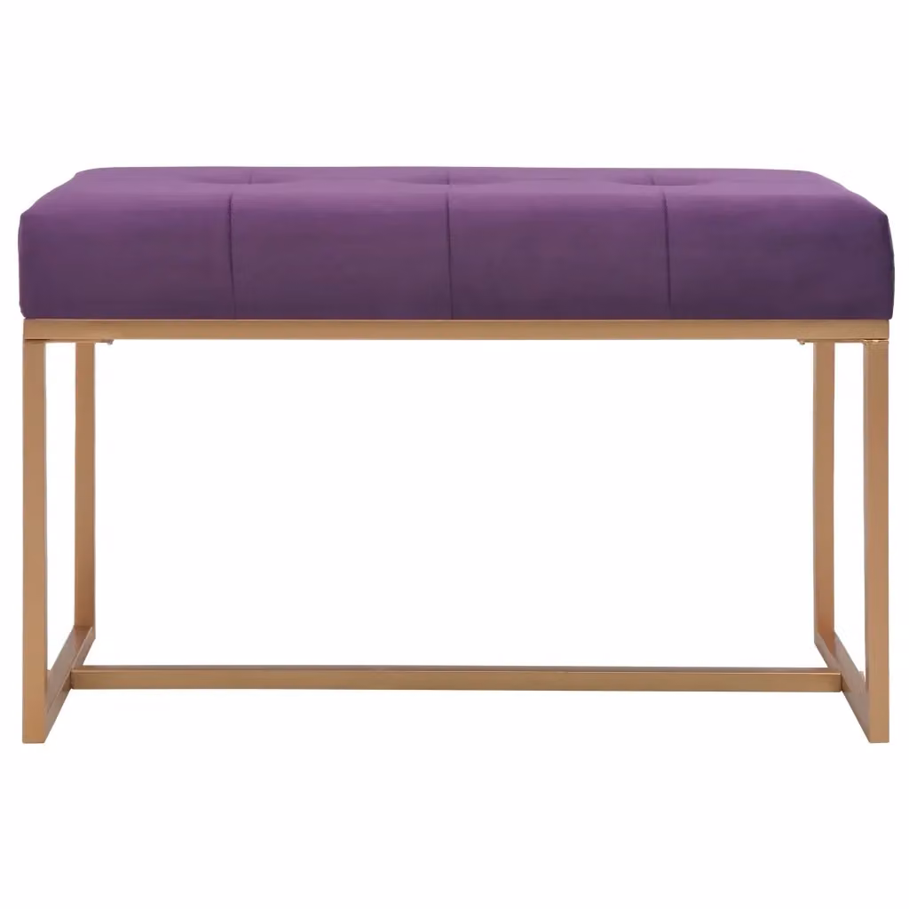 Panca moderna in velluto viola con struttura in metallo oro DESIGN IN L/P/H: 80 x 36 x 45 cm – 2