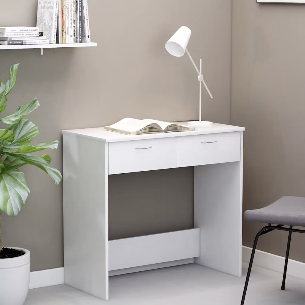 Scrivania moderna vidaXL bianca in legno per ufficio o cameretta, L 80 cm x P 40 cm x H 75 cm