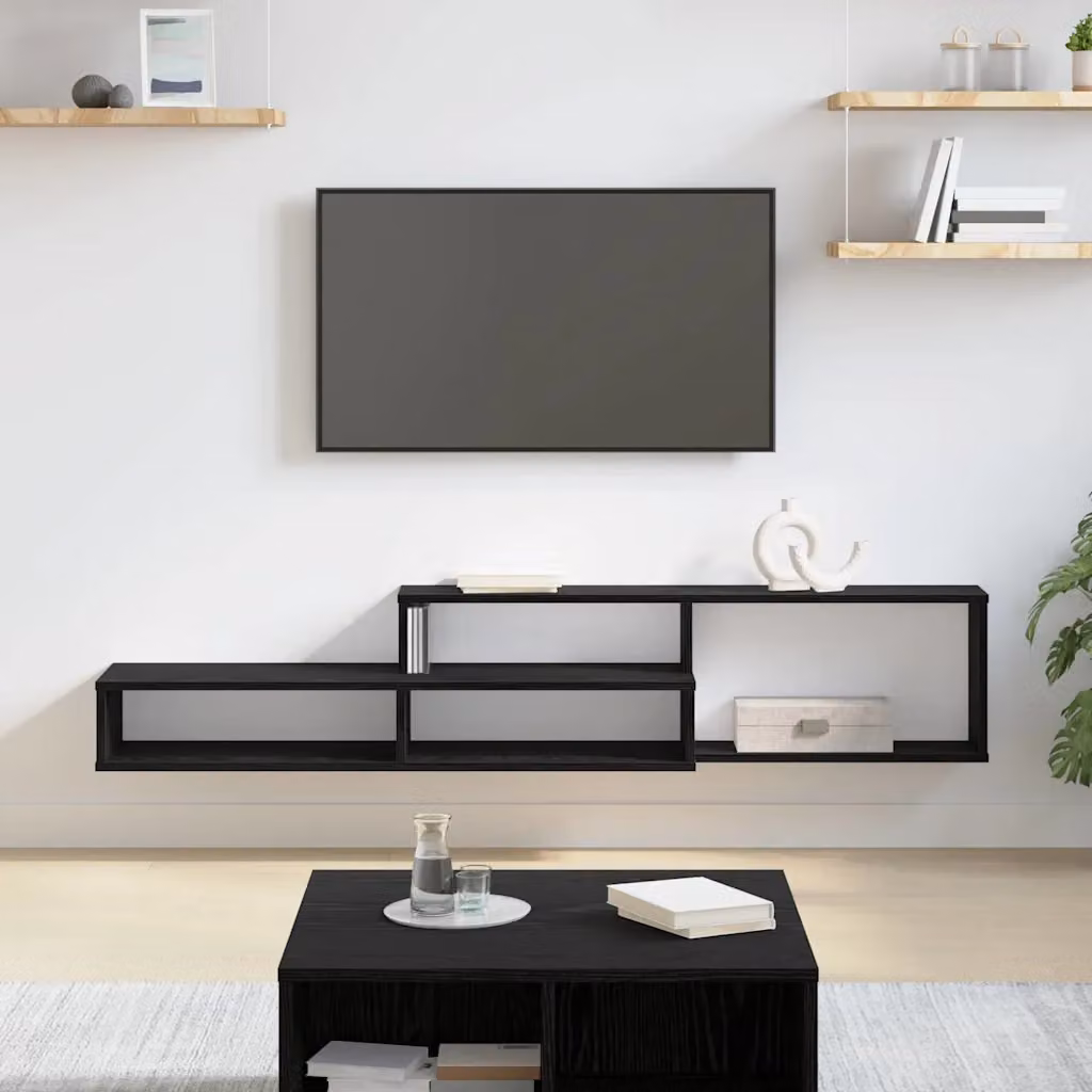 Supporto per TV da parete moderno vidaXL in MDF nero L: 150 cm, P: 25 cm, H: 28,5 cm