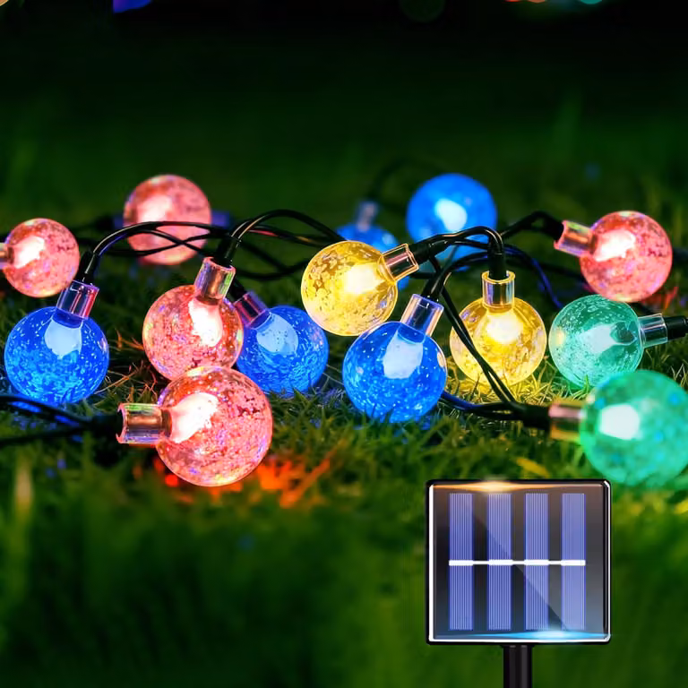 Catena luminosa solare, 8 metri, 40 LED, resistente alle intemperie (grado di protezione IP64), multicolore