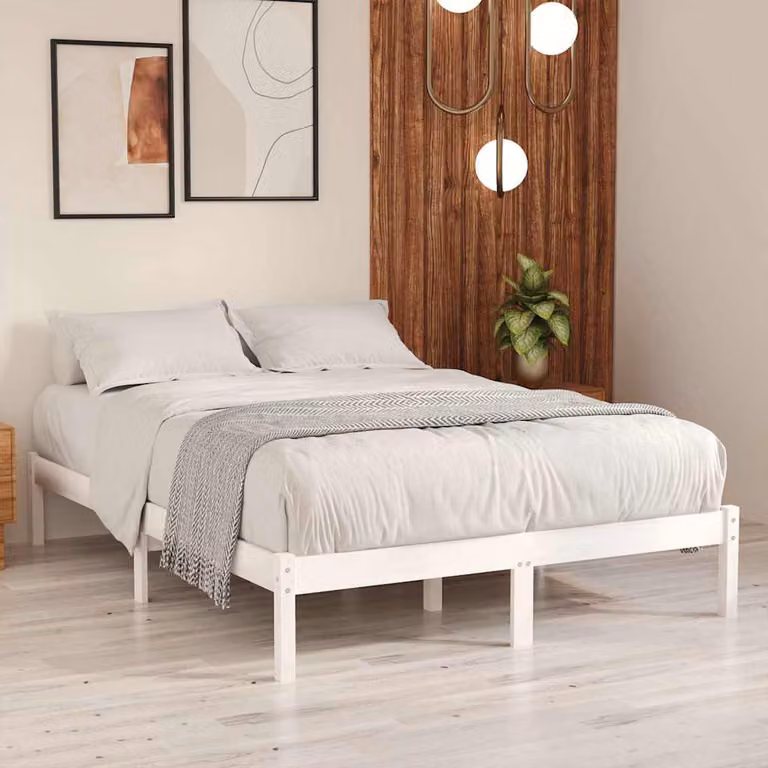 Giroletto Double vidaXL in legno massello di pino bianco laccato L: 140,5 cm x P: 195,5 cm