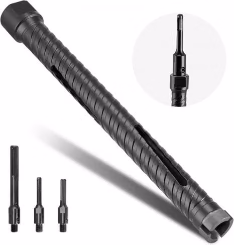 Punta Carotatrice Diamantata a Secco VEVOR per Muratura e Cemento Armato, Diametro: 25 mm, Profondità di Foratura: 241 mm, Filettatura Interna M16, Colore: Nero