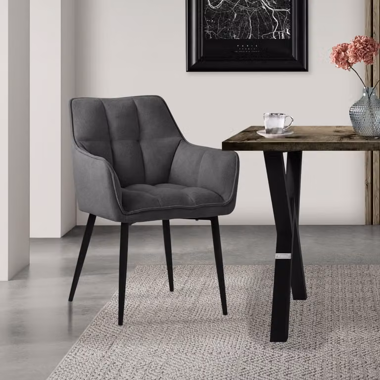 Sedia da pranzo ML-Design in spugna, grigio scuro, con seduta imbottita di spessore
