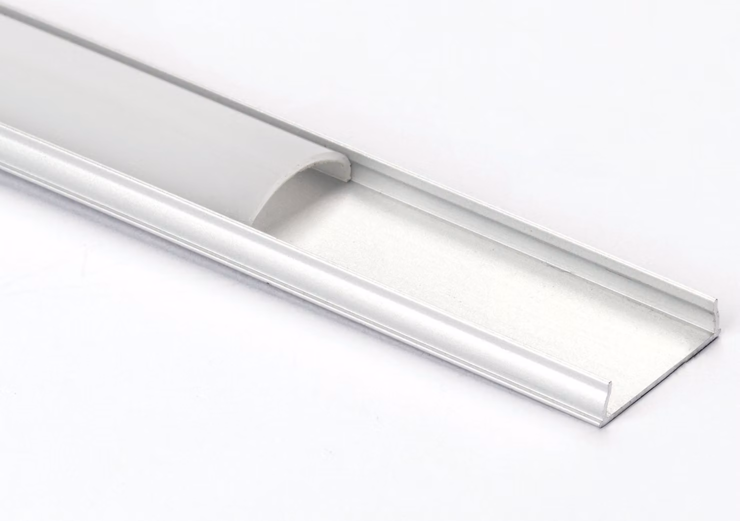 Profilo in alluminio 1090 Striscia di copertura per binari in alluminio per strisce LED fino a B15 mm, opaca, lunghezza 2 m, bianco opaco