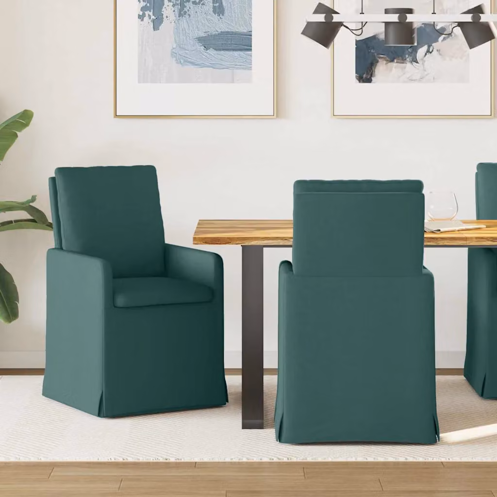 Set di 2 sedie da pranzo vidaXL in tessuto verde scuro L: 57 cm, P: 67 cm, H: 98 cm – 1