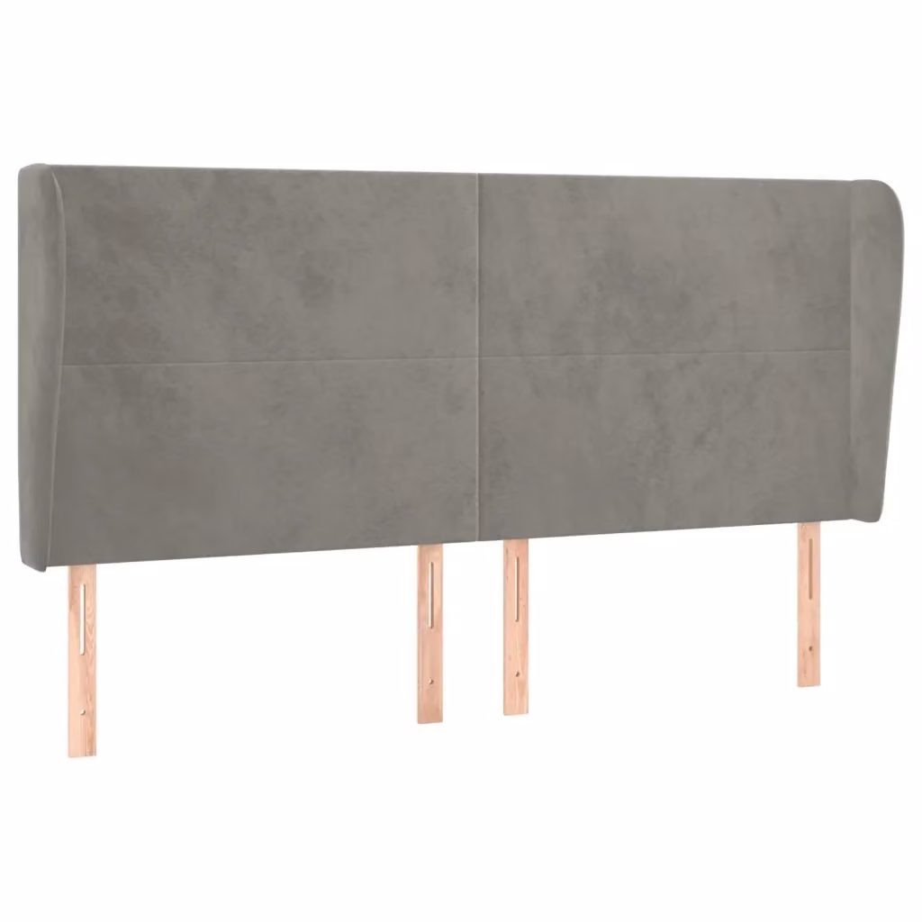 Testiera con Orecchie Design Mania in Velluto Grigio Chiaro L: 163 cm, P: 23 cm, H: 118/128 cm – 2
