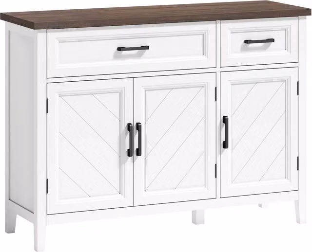 Credenza da cucina e soggiorno GIORDANOSHOP in legno bianco, stile minimalista, L 110 x P 35 x H 80,5 cm – 1