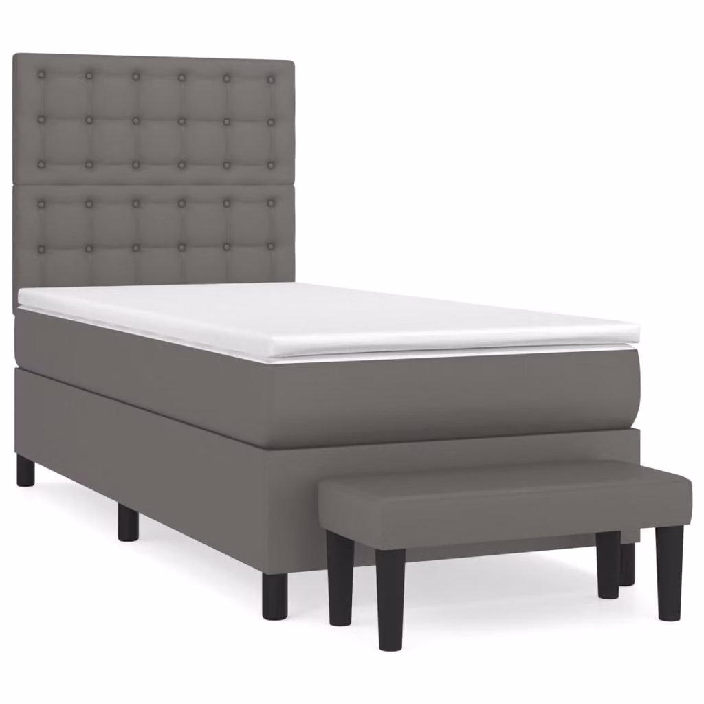 Giroletto a Molle con Materasso Grigio 100x200 cm in Pelle finta