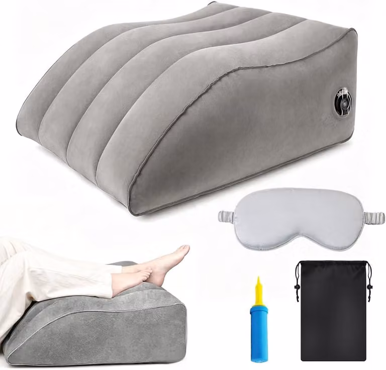 Cuscino gonfiabile per vene, angolazione di 45°, ergonomico, pieghevole, con pompa ad aria, adatto per il letto e per i viaggi