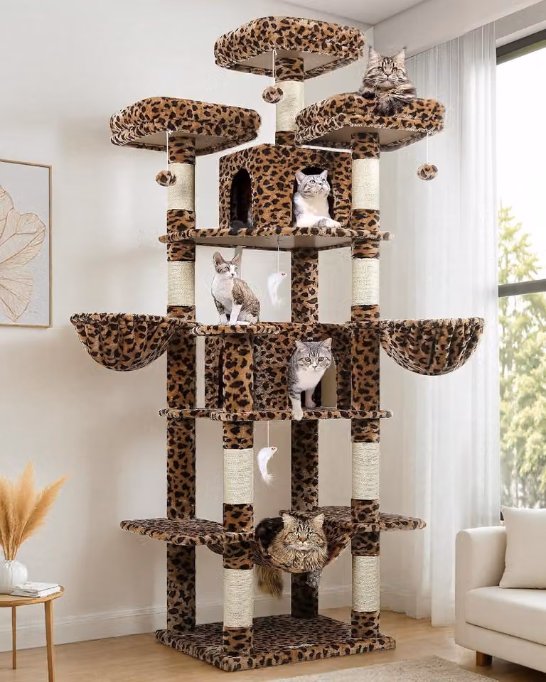 Cat House Katzenbaum, design a cassetto, 204 cm, con amaca e rifugio per 2-3 gatti, ideale per il gioco e il riposo