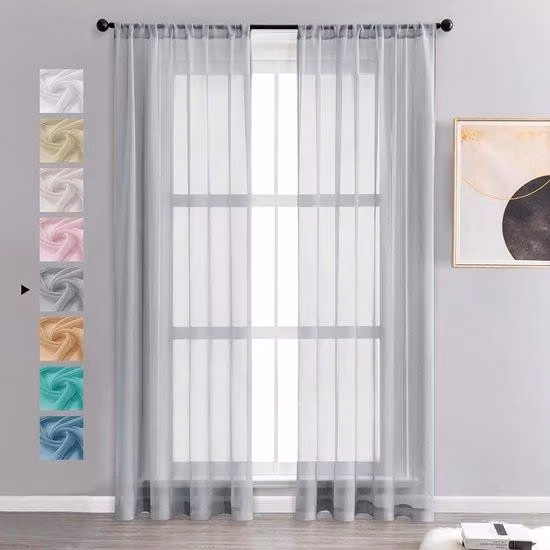 Set di tende semitrasparenti effetto lino, grigio, 245 x 140 cm, per soggiorno, camera da letto e camera dei bambini