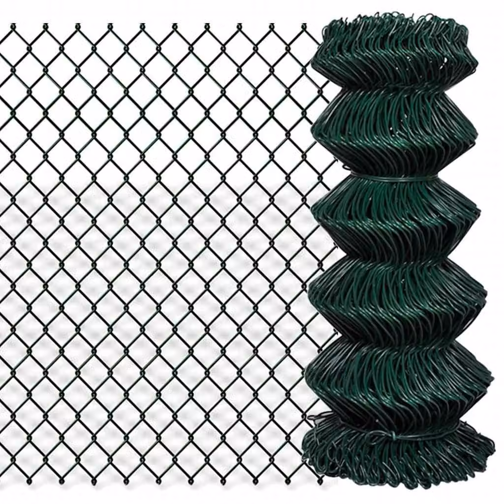 Recinzione a rete vidaXL in acciaio rivestito in PVC verde, L: 15 m, H: 0,8 m