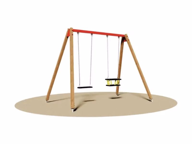 Altalena Giochipark Kenya 856 per 2 posti con struttura in legno e acciaio, multicolore, H: 230 cm