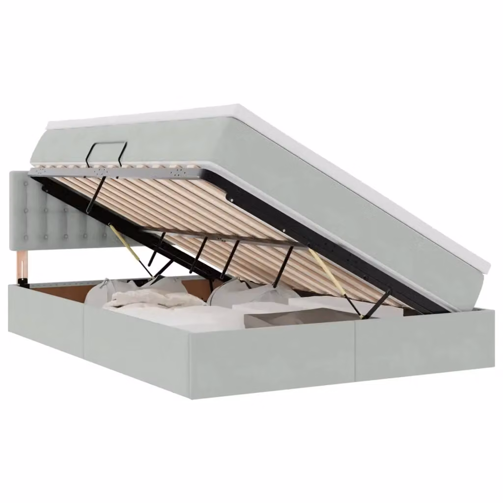 Letto con contenitore vidaXL in velluto grigio con illuminazione LED e porta USB, L/P: 140 x 190 cm – 2