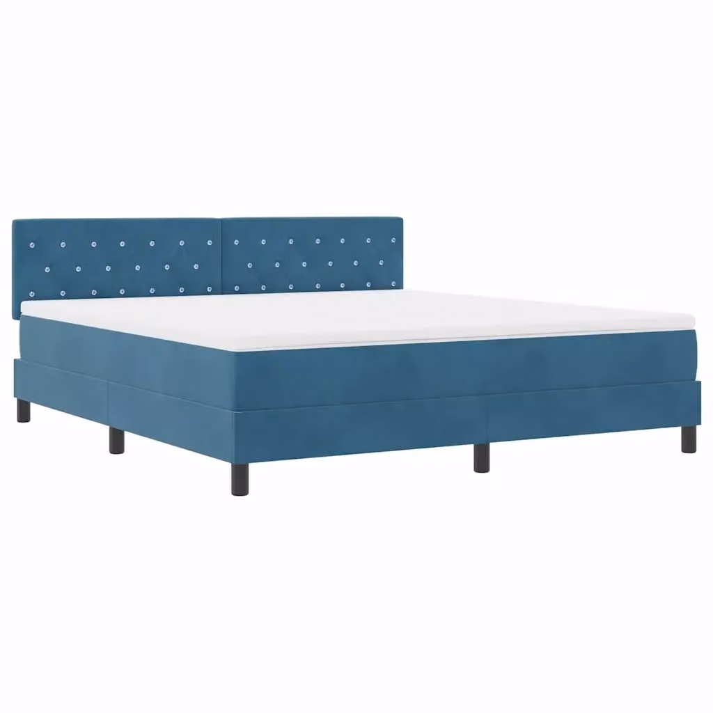 Letto a molle con illuminazione LED sottostante vidaXL in velluto blu, 180 x 200 cm – 2