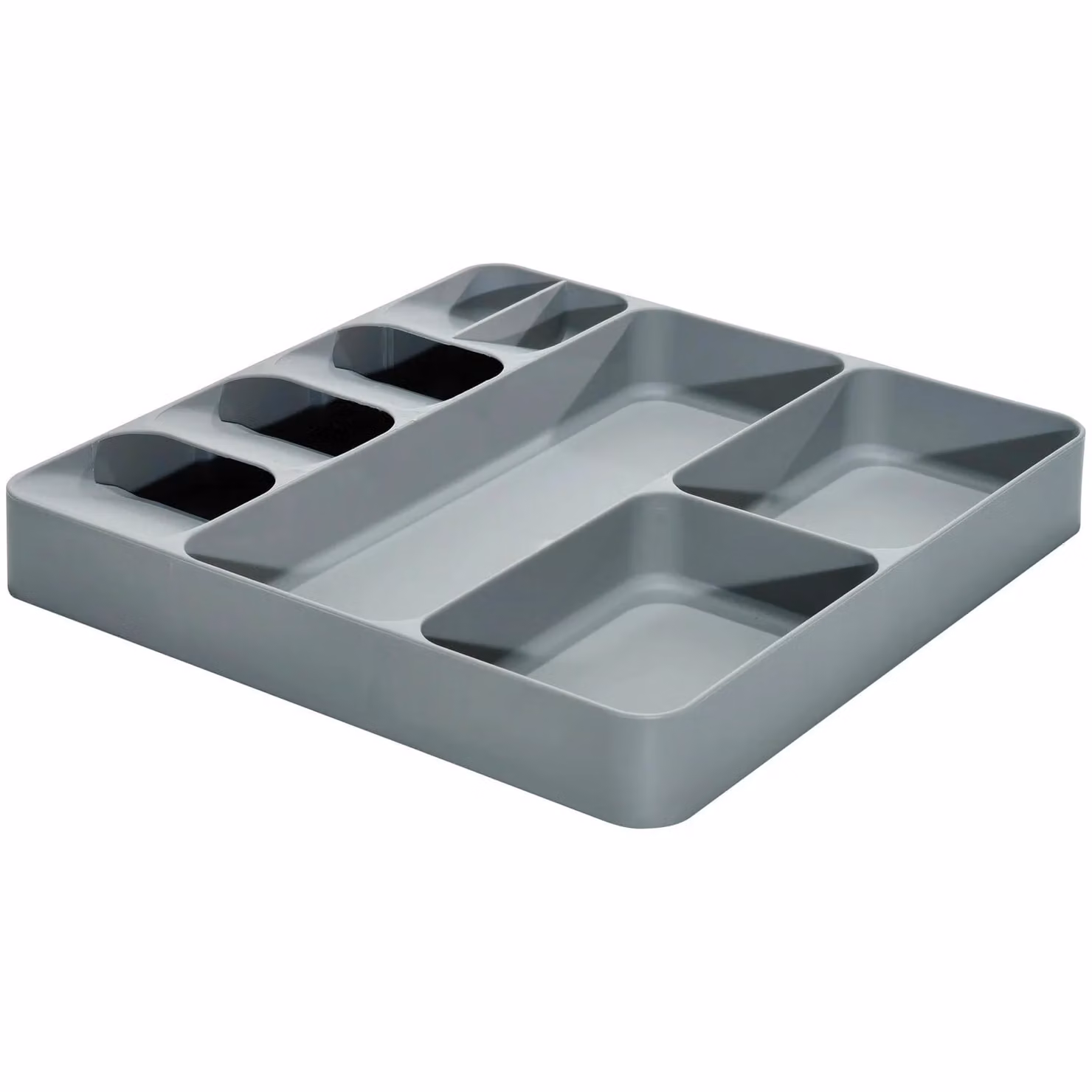 GUSTO CASA Portautensili salvaspazio in plastica con 8 scomparti, Grigio, H 5 x L 40 x P 38 cm