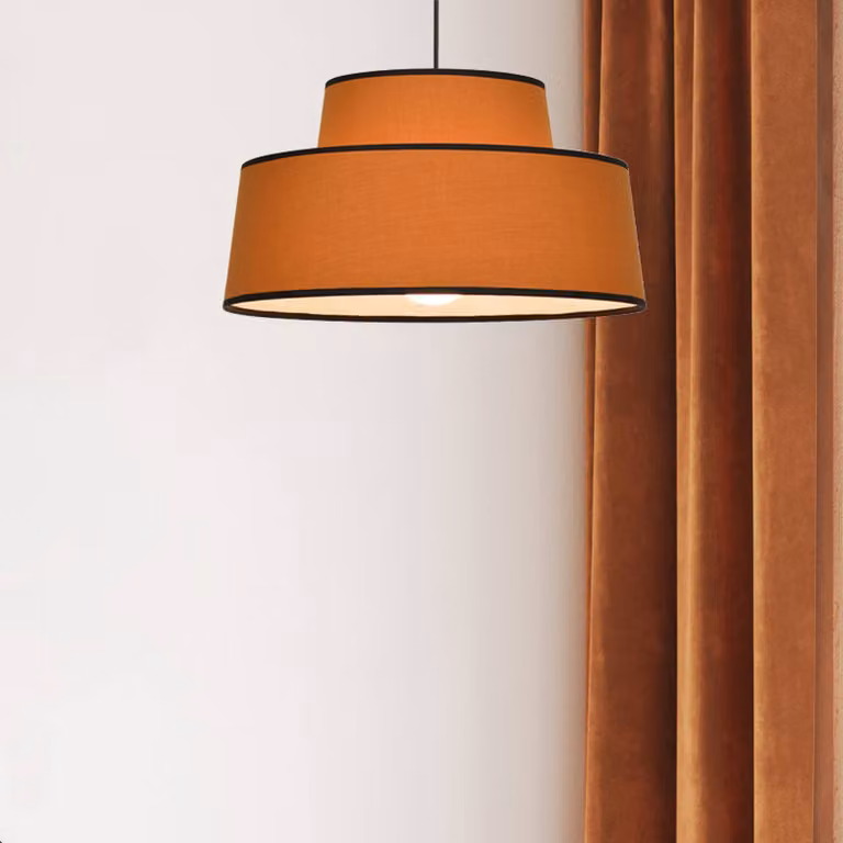 COREP Lampada a sospensione Mallorca, dimmerabile, Marrone / Ruggine, Soggiorno / Sala da pranzo, Tessuto / Stoffa / Seta, Lampada a sospensione