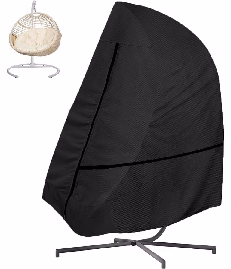 Copertura impermeabile per sedia a dondolo, dimensioni 190x115 cm, colore nero, realizzata in tessuto Oxford 600D