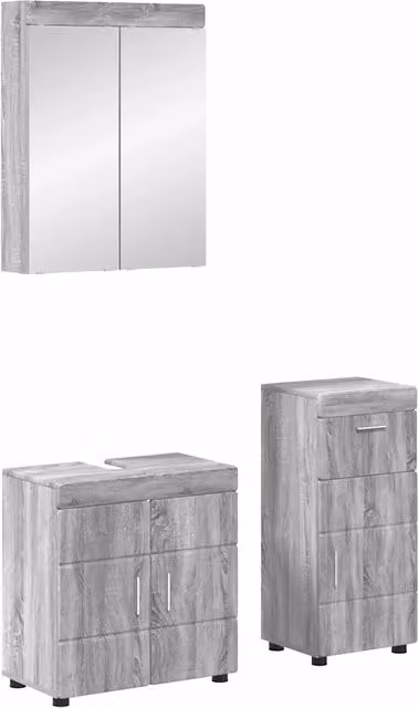 Set di mobili per il bagno TULUM 3 pz Grigio Sonoma 3398030