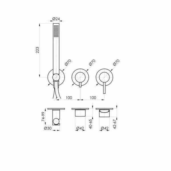 SANYCCES LOOP Miscelatore da incasso a 2 vie per doccia con deviatore, doccetta e flessibile, nichel spazzolato