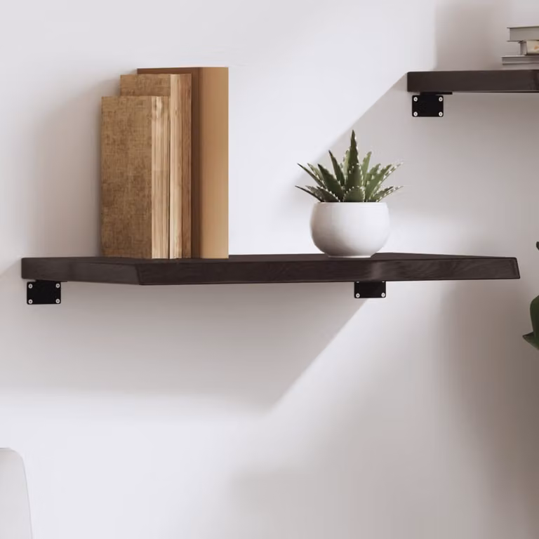 Ripiano a parete vidaXL in rovere massello marrone scuro L: 60 cm, P: 30 cm, H: 2-4 cm