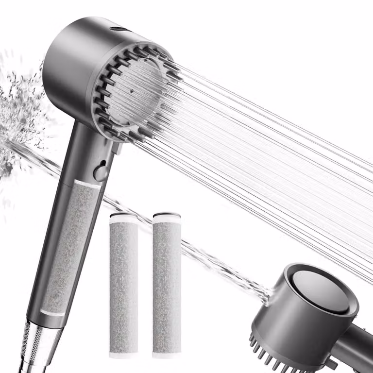 Solidchoice - Doccetta in grigio gun metal con tubo flessibile