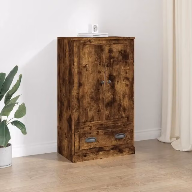 Credenza Buffet Armadio da Cucina Design Mania in Legno Rovere Fumo Marrone L: 60 cm, P: 35,5 cm, H: 103,5 cm – 1