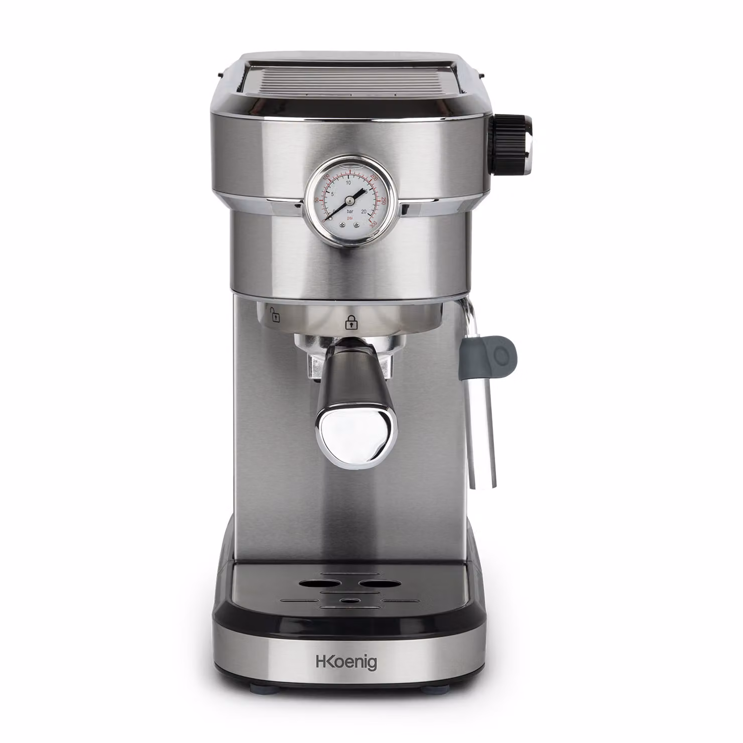 Macchina da caffè espresso H.Koenig EXP820 in acciaio inossidabile color argento con sistema Thermoblock, manometro e scaldacoppe – 2