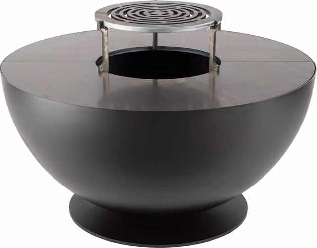 Barbecue a legna Giordanoshop Tulipano in acciaio nero con braciere, Ø 80 x H 42 cm