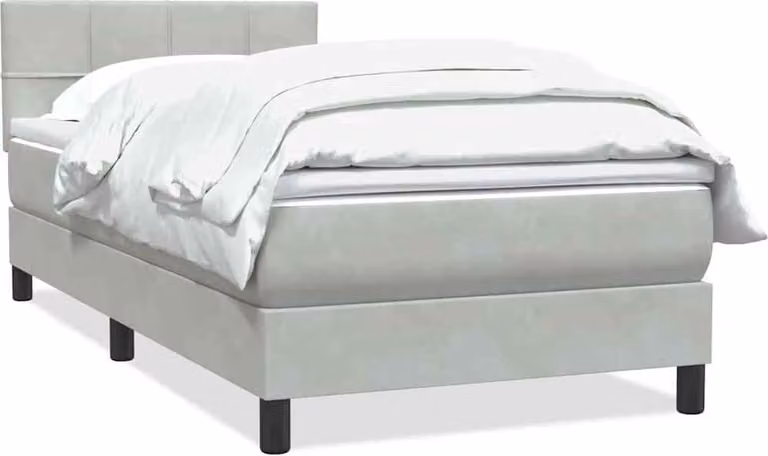 Giroletto a Molle con Materasso Grigio Chiaro 80x210 cm Velluto