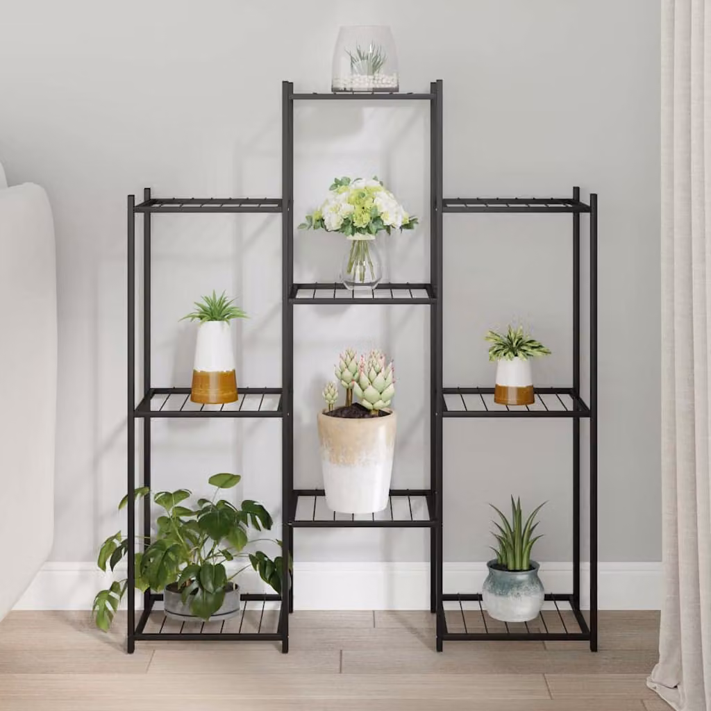 Portafiori moderno vidaXL in metallo nero opaco L: 83 cm, P: 25 cm, H: 100 cm