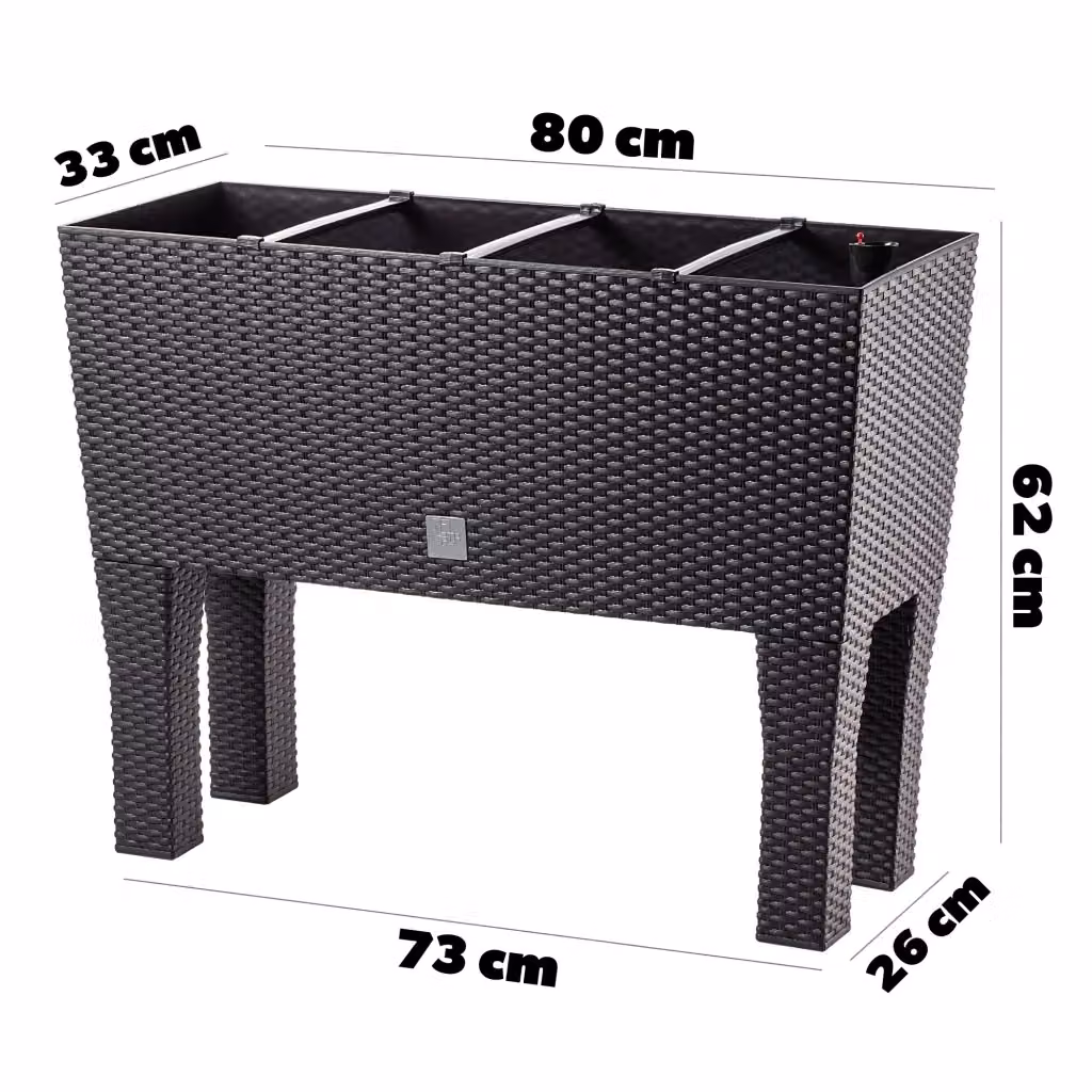 Vaso da giardino KADAX con fioriera interna su gambe, marrone, Altezza: 80 cm – 2