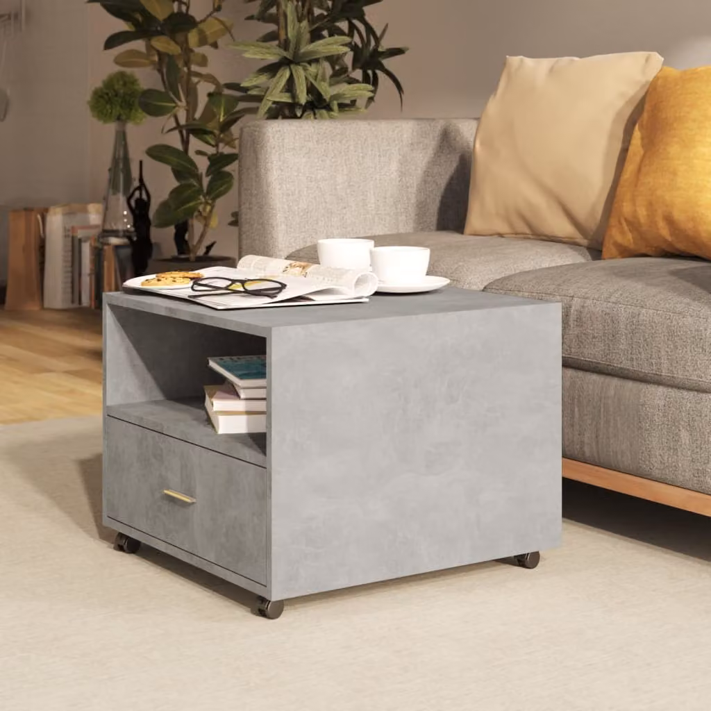 The Living Store tavolino in cemento grigio 55x55x40 cm materiale a base di legno