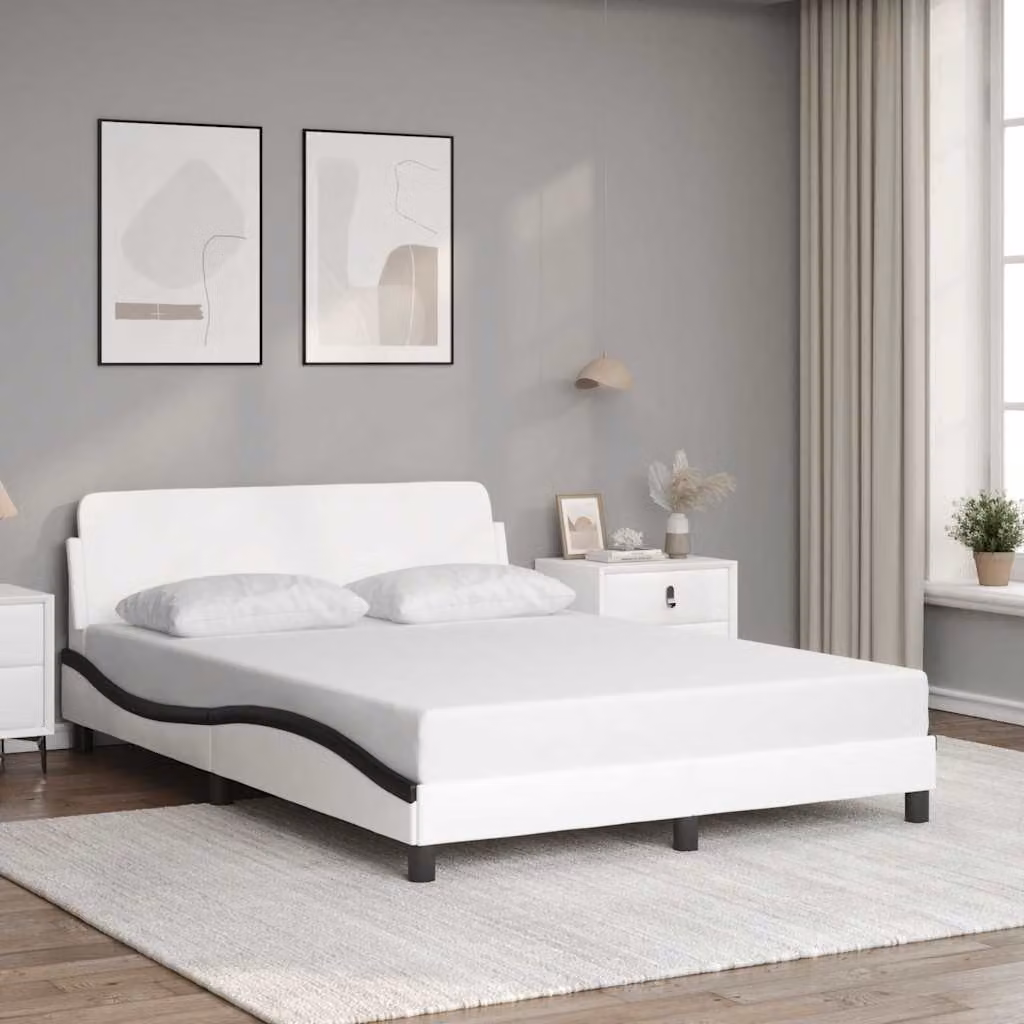 Giroletto Dover vidaXL in similpelle nero e bianco, L 120 x P 200 cm