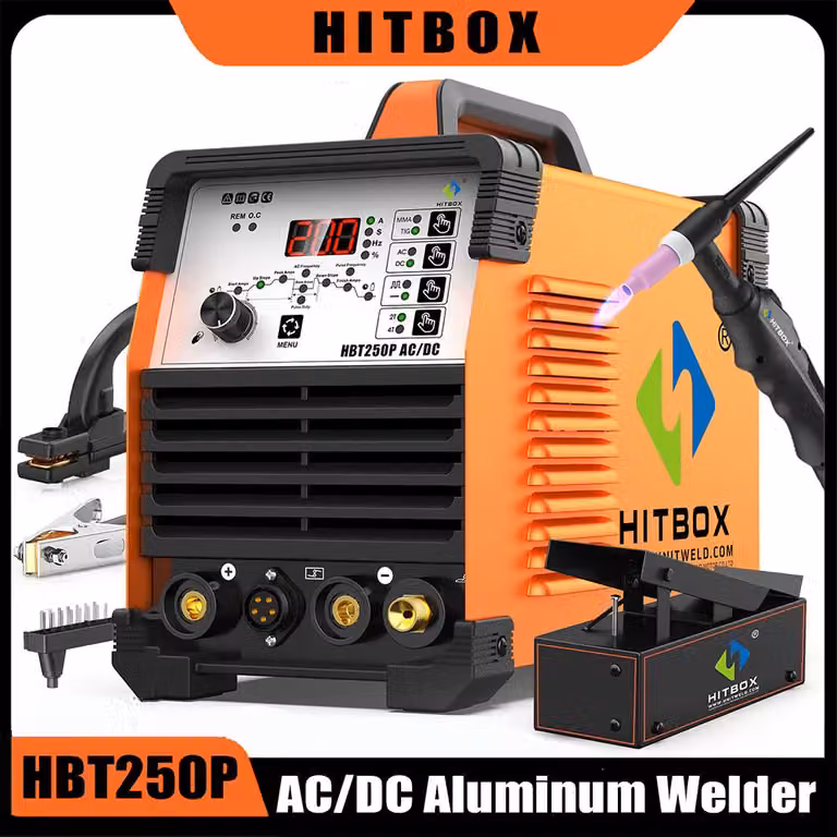 Saldatrice TIG - 220-240 V AC/DC - Potenza: 250 W - Inverter IGBT portatile - Adatta per alluminio e acciaio inossidabile - Apparecchio di saldatura di precisione