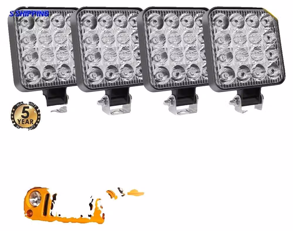 Lampada da lavoro, alta luminosità, design impermeabile, 4 luci da 48W