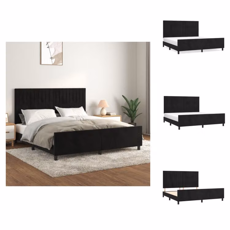vidaXL Struttura letto con testiera nera 160x200 cm in velluto - Letti e strutture letto