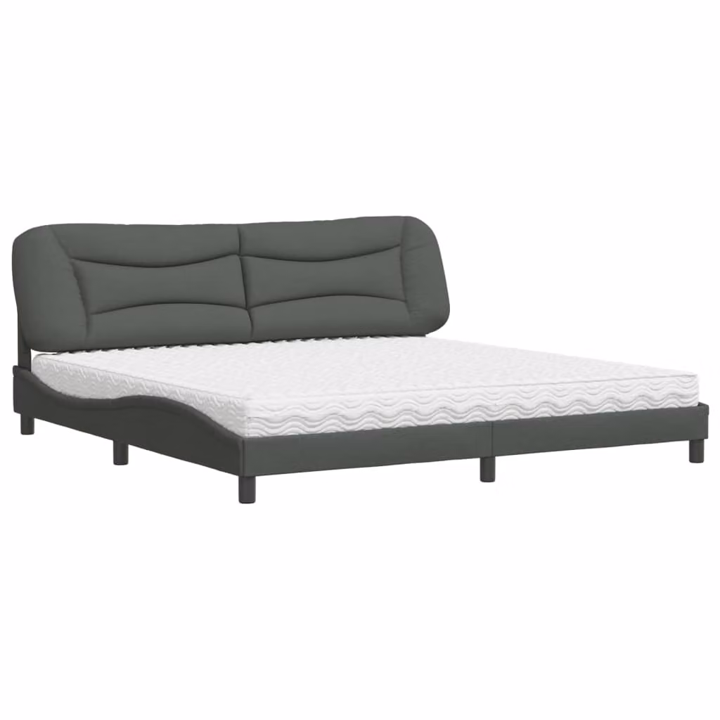 Letto con Materasso Hvar Grigio Scuro 200x200 cm in Tessuto