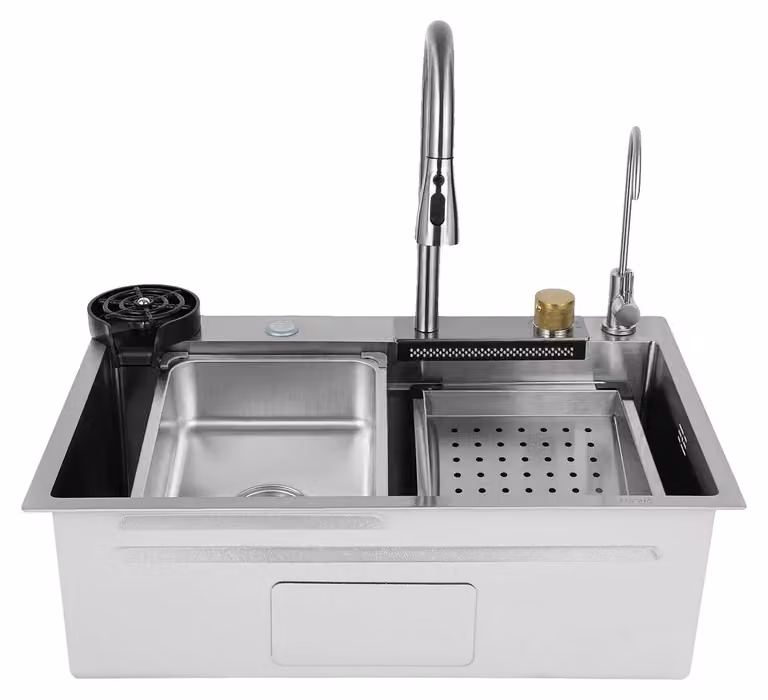 Lavello da cucina, realizzato in acciaio inossidabile, progettato per una facile pulizia, colore argento