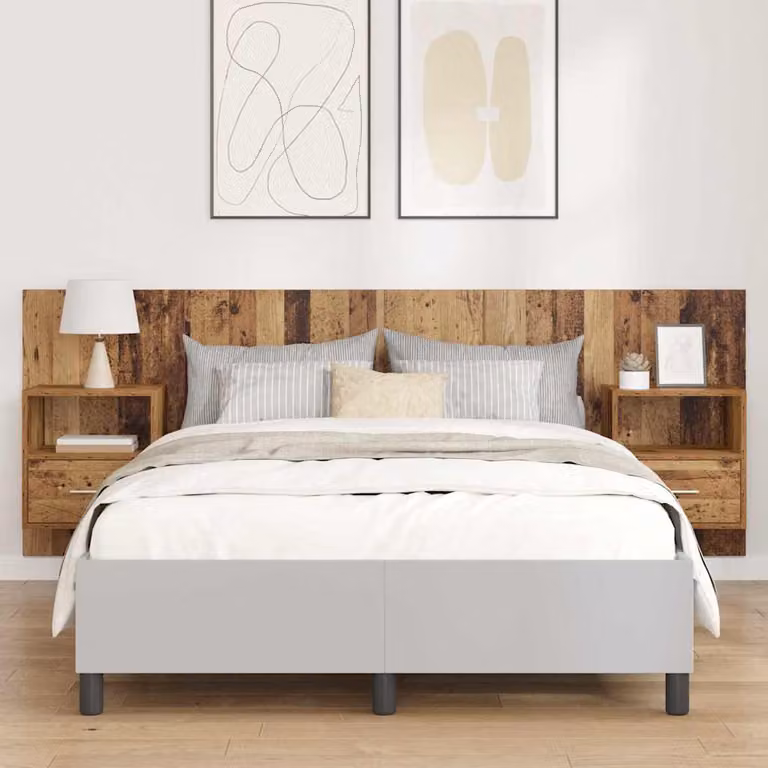 Set di 3 pezzi Testata con Comodini Integrati vidaXL in Legno Ingegnerizzato Marrone Moderno L 217,0 cm x H 80,0 cm x P 35,29 cm