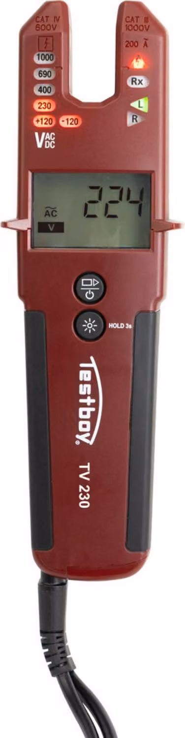 Tester di tensione Testboy TV 230 con funzione di morsetto