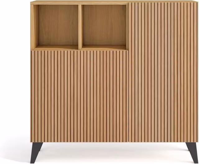 Scarpiera Herdasa effetto rovere dorato,stampa doghe gambe grafite 87x90x27