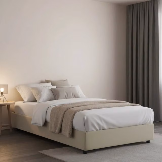 Asid, Letto Piazza e Mezza Sfoderabile Made in Italy, Beige