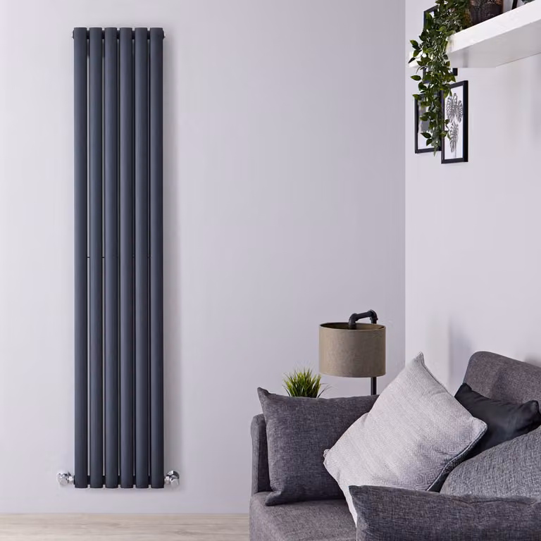 Radiatore Verticale Termosifone Antracite 1780x354mm 1100W Design Moderno Salvaspazio - Revive