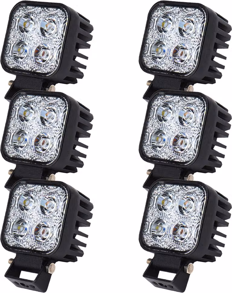 Lampada LED Greenmigo 6X 12W, faretto quadrato, luce bianca fredda, IP67, faretto da lavoro, disponibile presso Deutsche Lokal Warenhaus