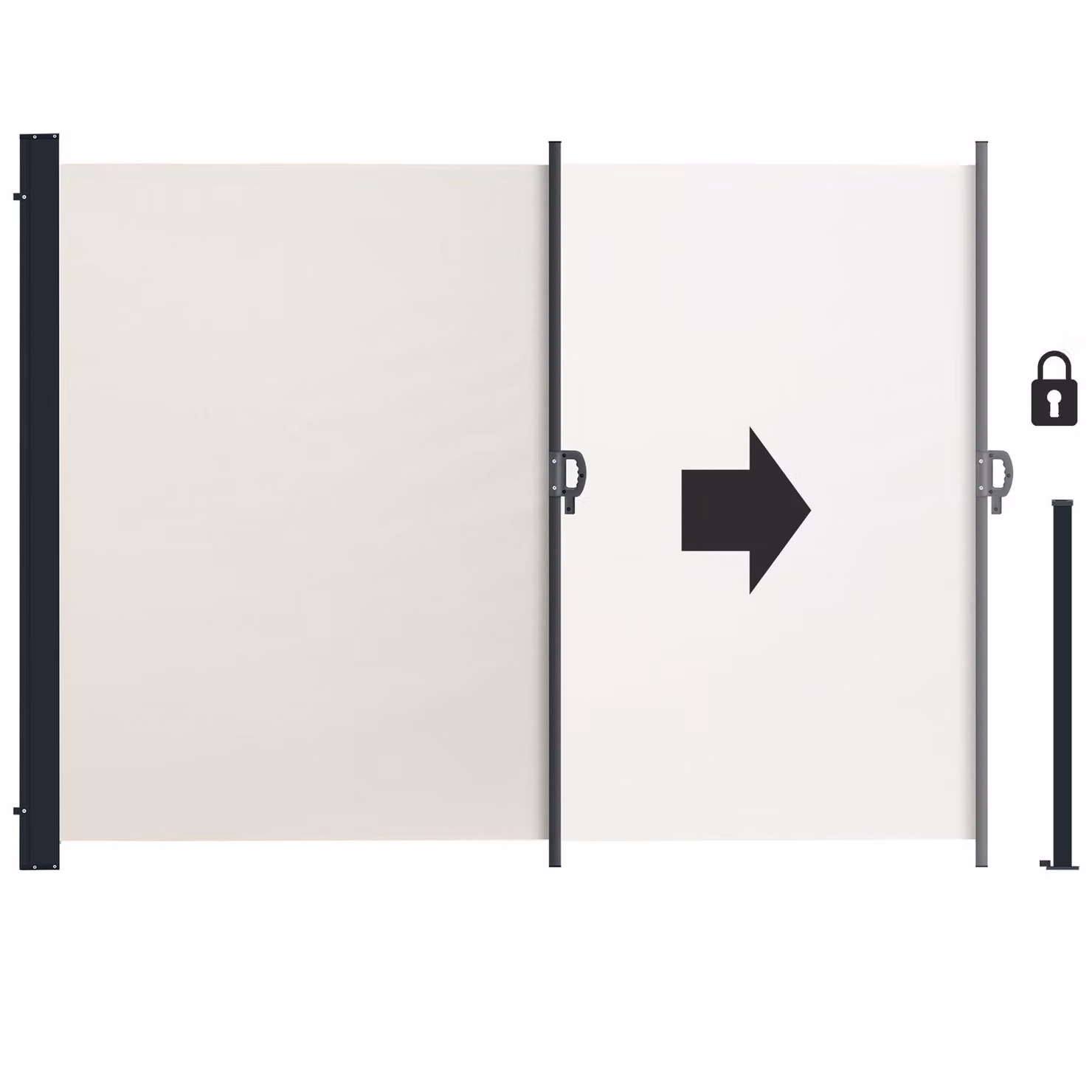 Tenda laterale oscurante estraibile tectake con meccanismo a rullo in acciaio e poliestere, beige, L: 300 cm, H: 200 cm – 2