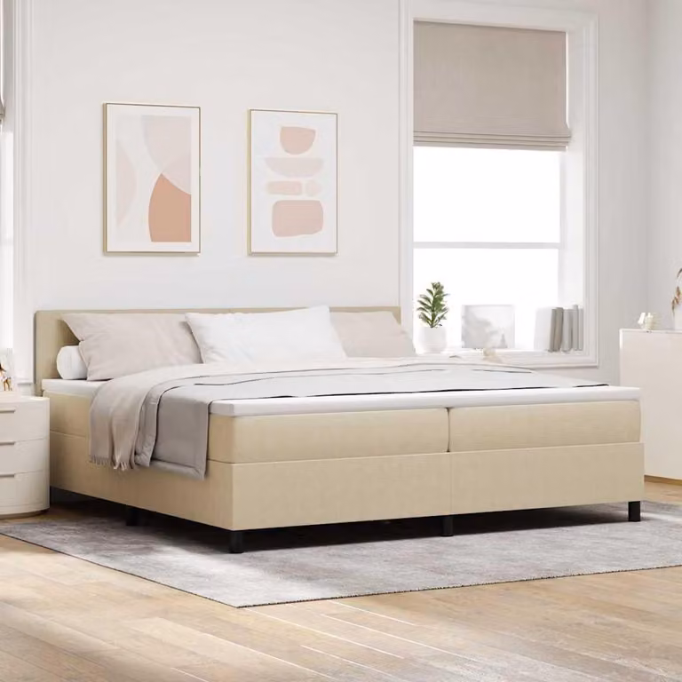 Maison Exclusive - Letto boxspring grigio chiaro e bianco 200 x 200 cm in velluto
