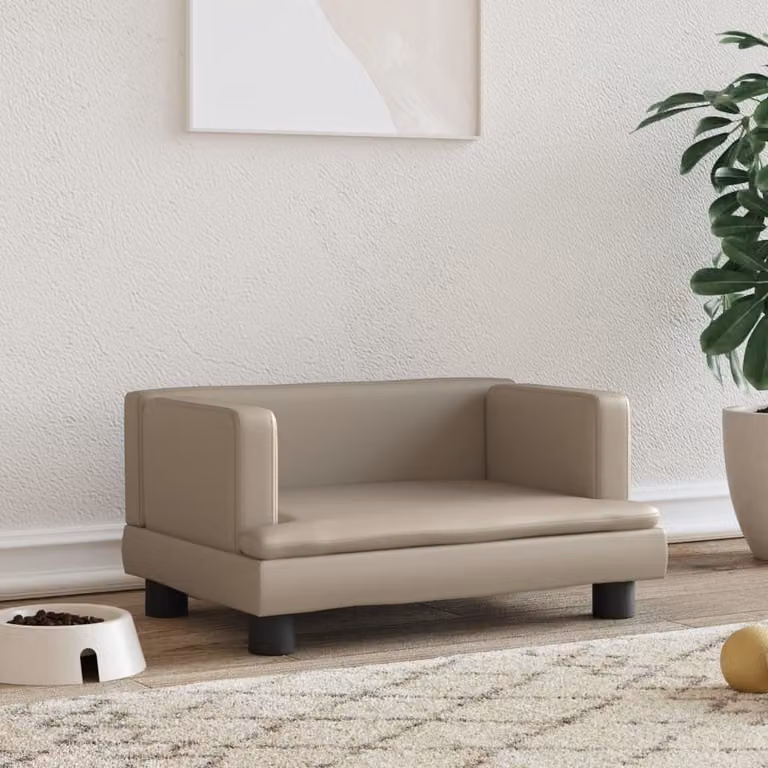 The Living Store Letto per cani Cappuccino-Brown 60x40x30 cm in Pelle finta
