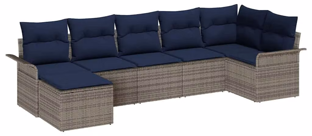 Set Divano da Giardino 7 pcs Grigio chiaro polyrattan