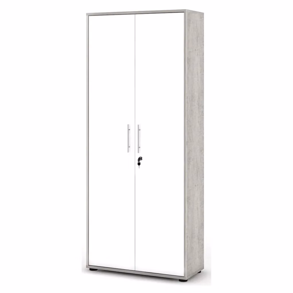 Armadio Multiuso Saponara DMORA con 2 Ante e Cassetti, Grigio Cemento, L: 79 cm, H: 188 cm – 2